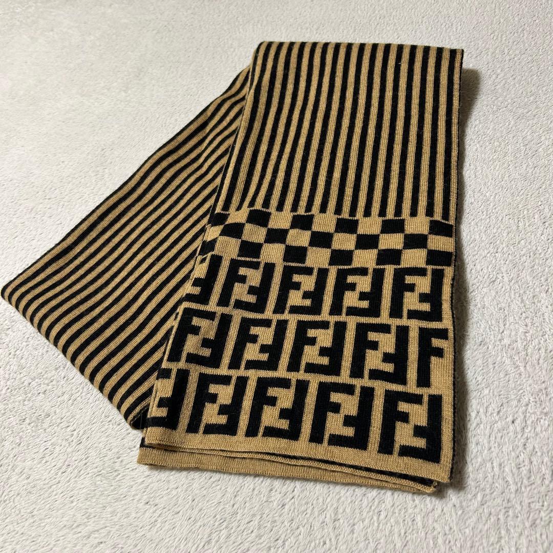 FENDI ズッカ柄マフラー ストール メリノウール100%