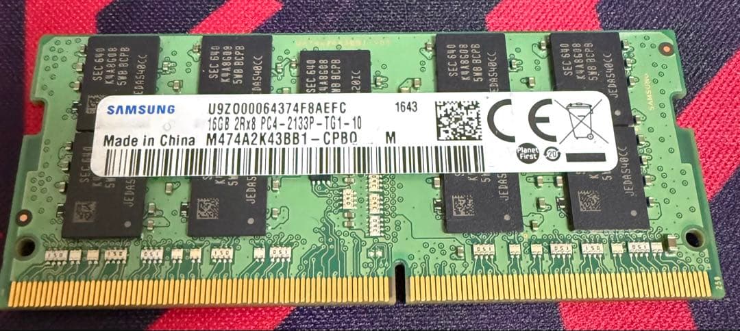 Samsung 16GB DDR4 2133PノートPC用メモリ 中古