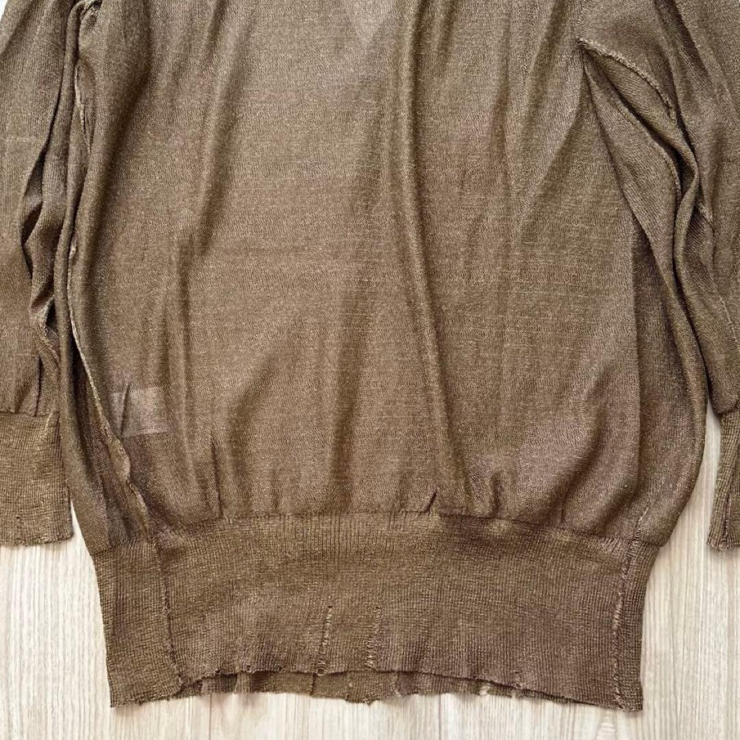 【美品】Y's ワイズ カーディガン ゴールド 2 M ダメージ加工 グランジ