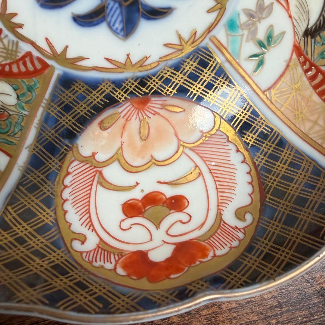 古伊万里 金蘭手柘榴図 七寸皿 二客　大皿/お皿/40/アンティーク