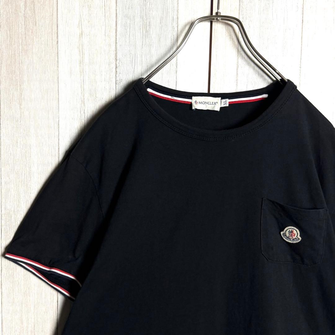 3816【QR鑑定済・XL・美品】モンクレール リンガー＆ワッペンロゴ Tシャツ