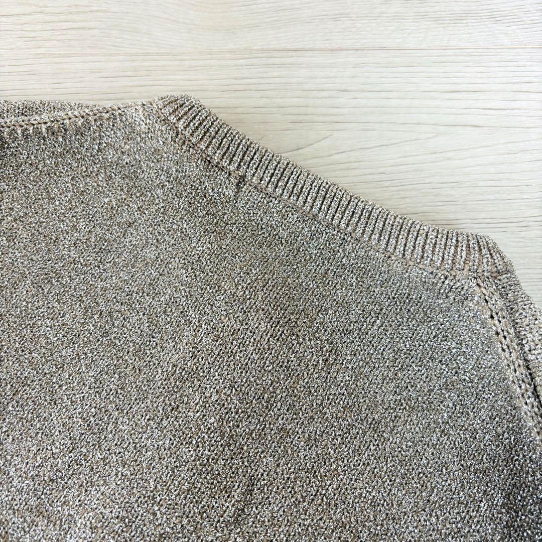 Whim Gazette ウィムガゼット ラメカーディガン ベージュ ゴールド