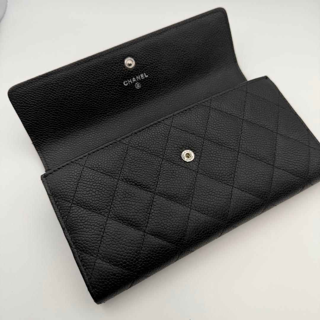 シャネル CHANEL 長財布 マトラッセ キャビアスキン 二つ折り 人気