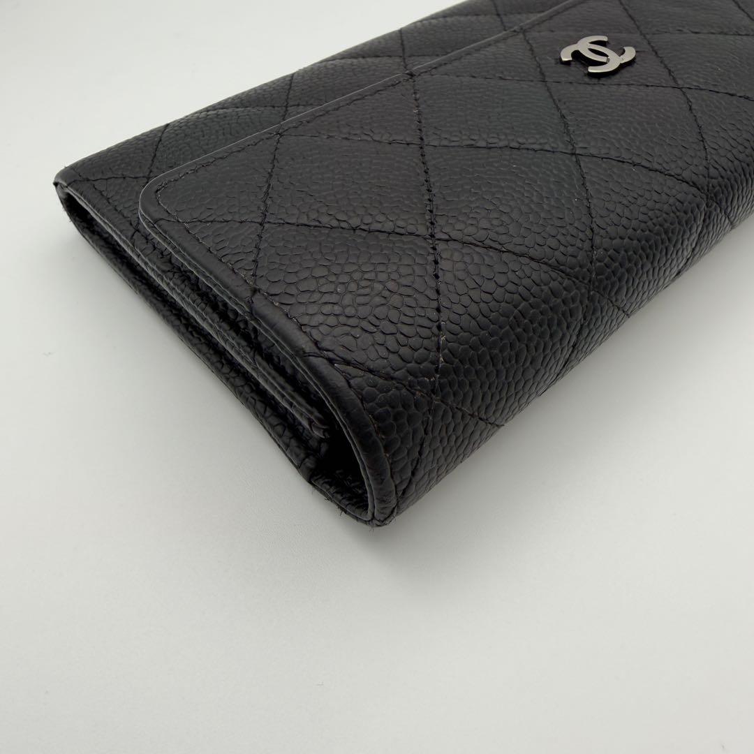 シャネル CHANEL 長財布 マトラッセ キャビアスキン 二つ折り 人気