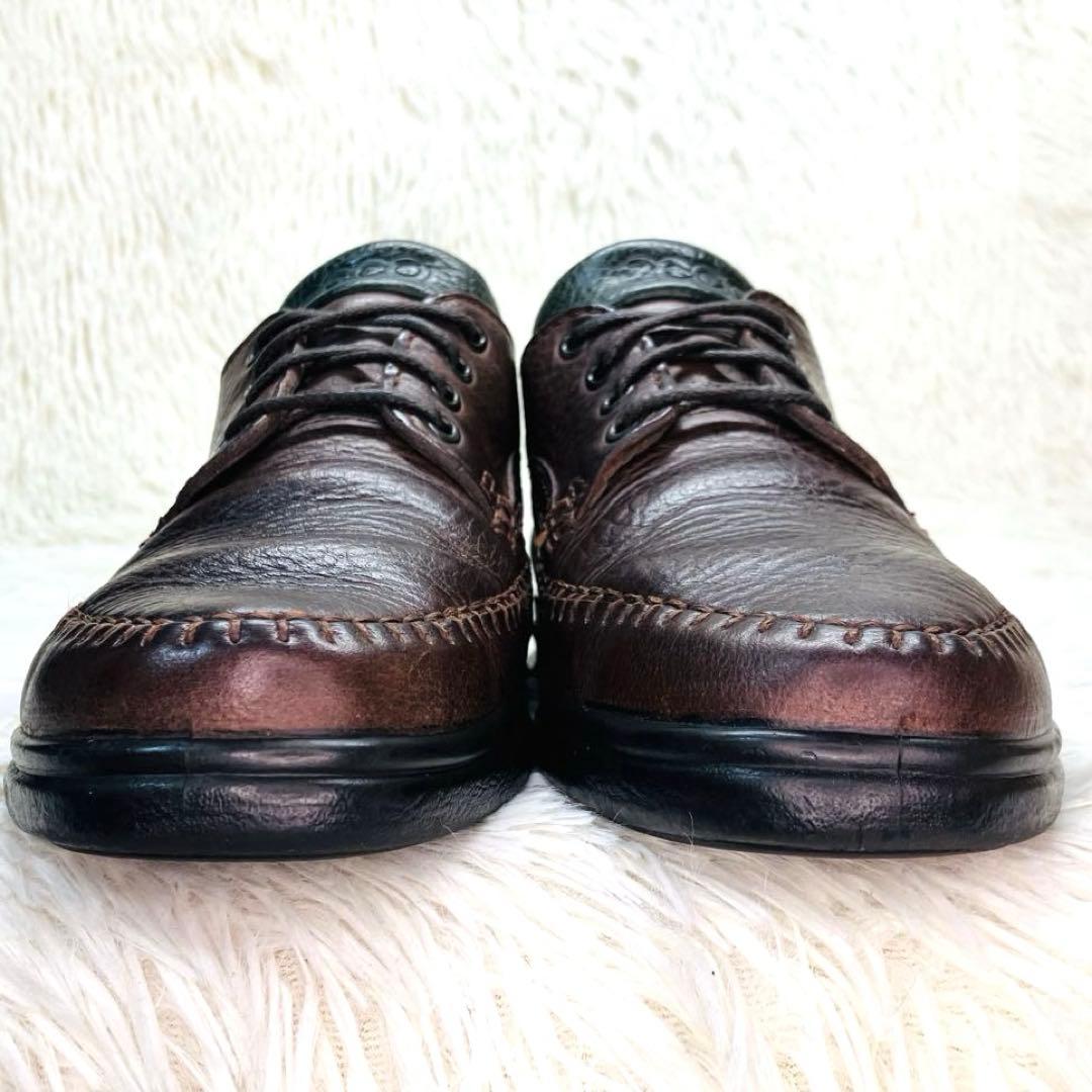 【名品】ECCO 40 レザースニーカー シボ革 コンフォートウォーキング