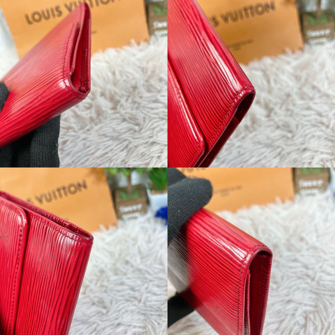 美品 ルイヴィトン 長財布 インターナショナル エピ 三つ折り財布 赤 レッド