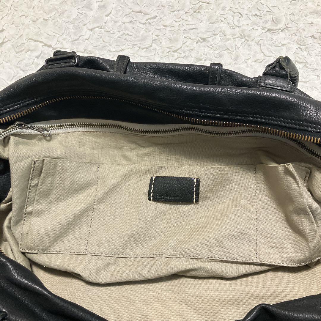 REN　ボストンバッグ　カデ　レザー　黒