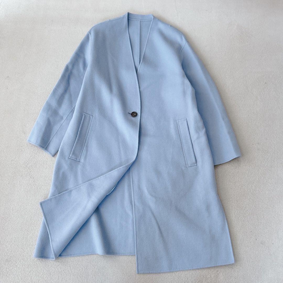 美品✨23区　ウールカシミヤリバーコート　ノーカラー　ダブルフェイス　44