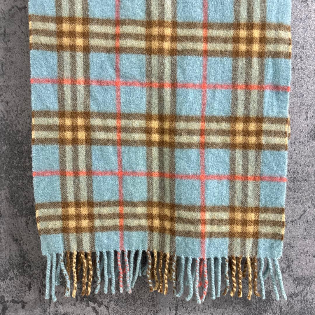 バーバリー BURBERRY カシミヤ100% マフラー ブルーチェック
