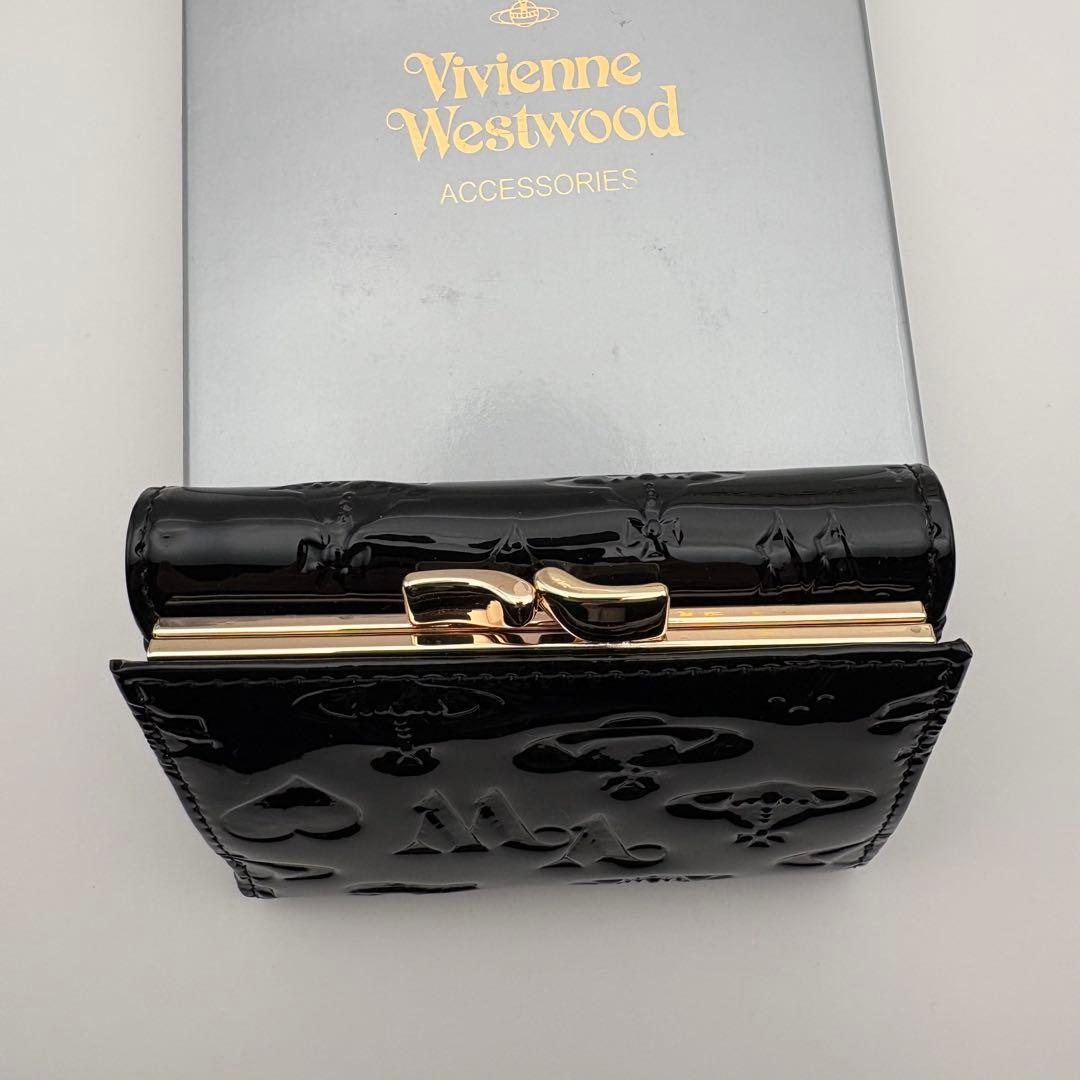 【新品未使用】Vivienne Westwood 三つ折り財布 黒 エナメル