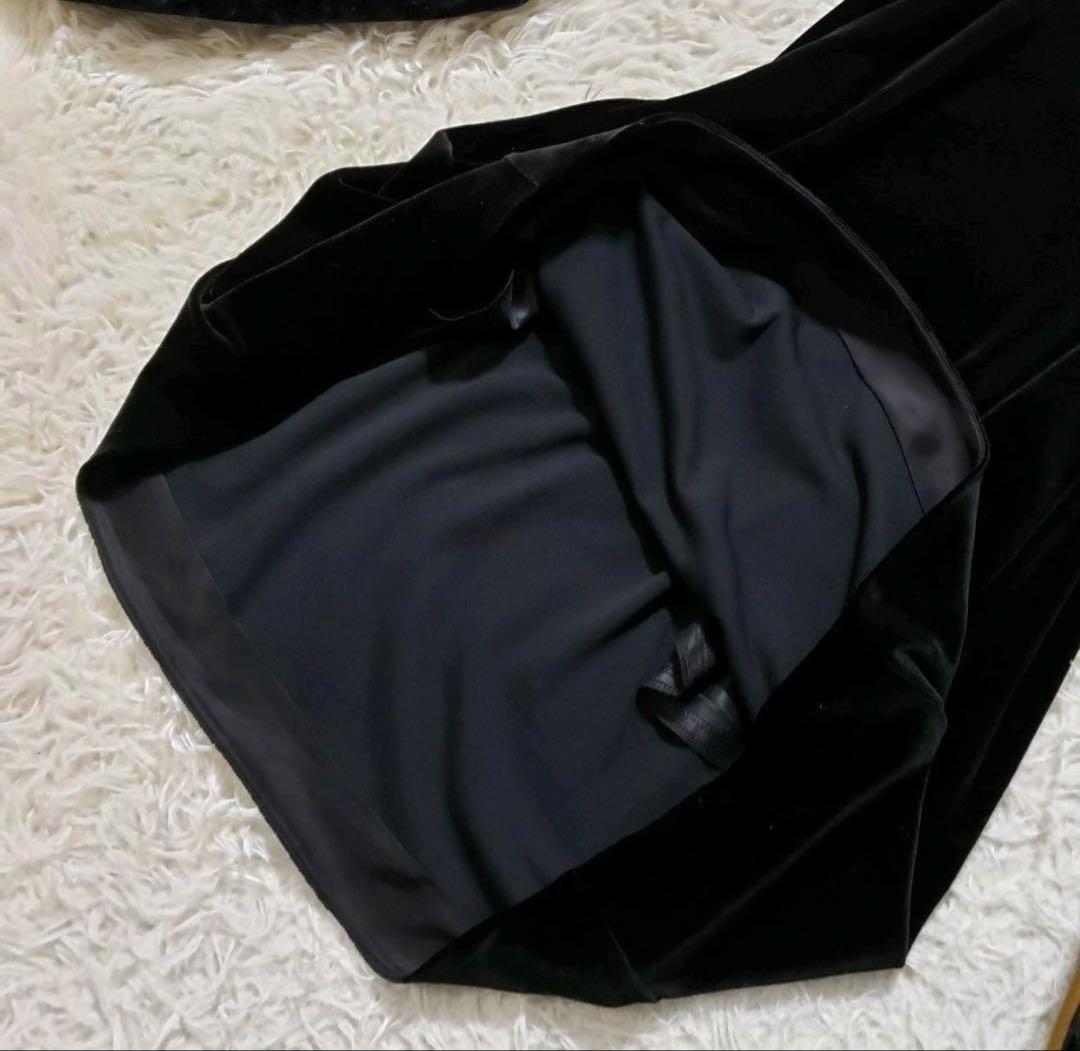 定価12万 FOXEY ベロアワンピース38 黒 七分袖 美品