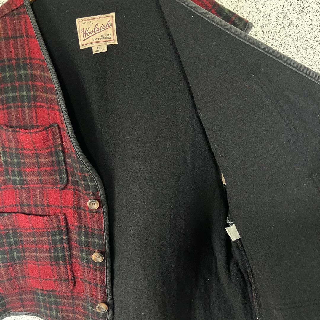 Woolrich チェック柄ベスト アメリカ製 2XLサイズ 【USA製】