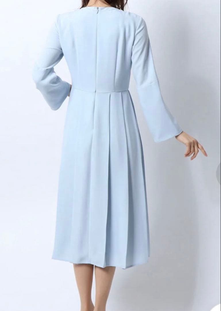 CELFORD バックサテンプリーツワンピース ネイビー 38 Mサイズ