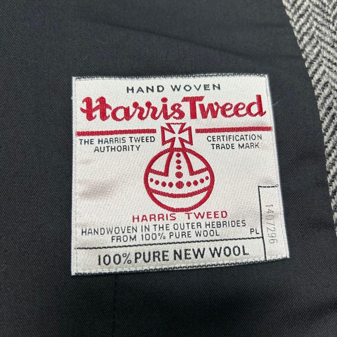 【極美品】ハリスツイード ヘリンボーン ベスト ジレ L グレー OXFORD