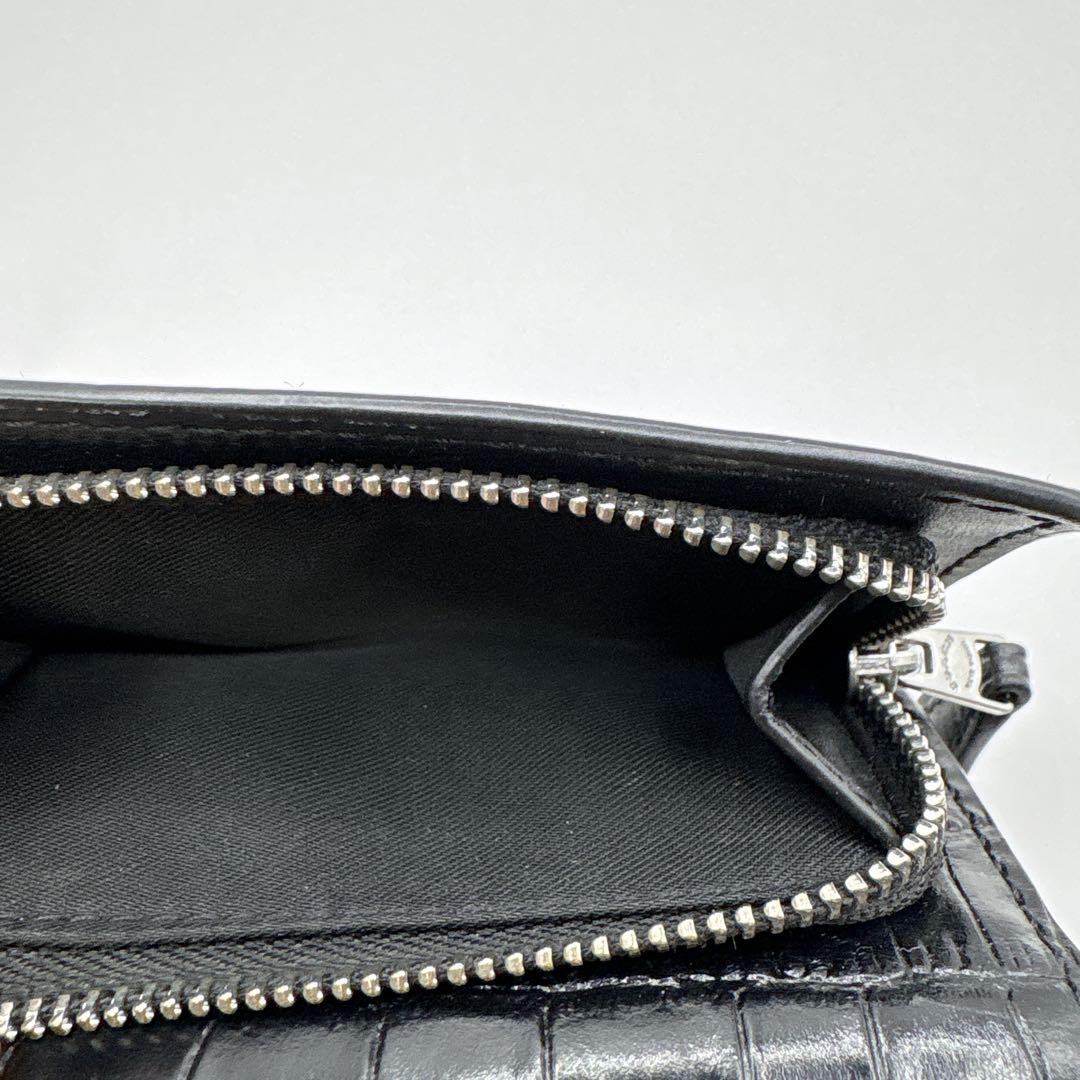 COACH ブラック レザー 三つ折り財布 財布 折り財布 コーチ クロコダイル