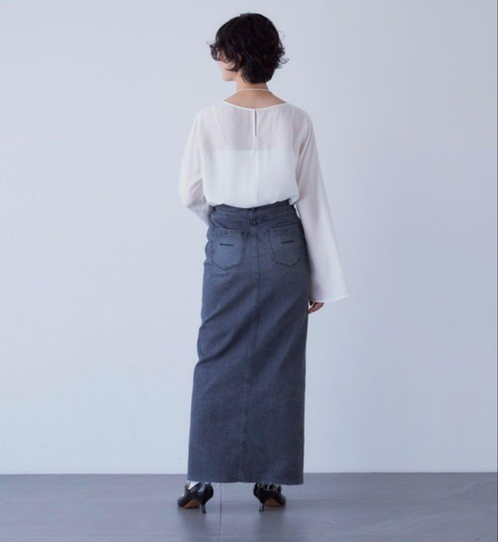 ヤヌーク　デニム　ロングスカート　Mサイズ　グレー