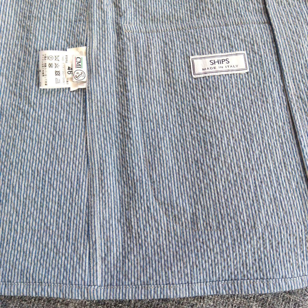 【SHIPS】シアサッカー生地ジャケット ライトブルー Size46