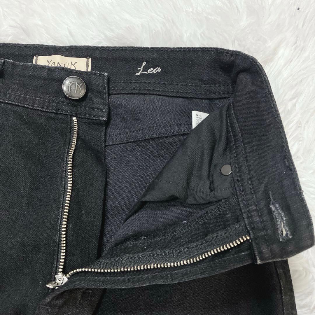 YANUK ヤヌーク Lea レア デニムパンツ 23 ダメージ加工 ブラック