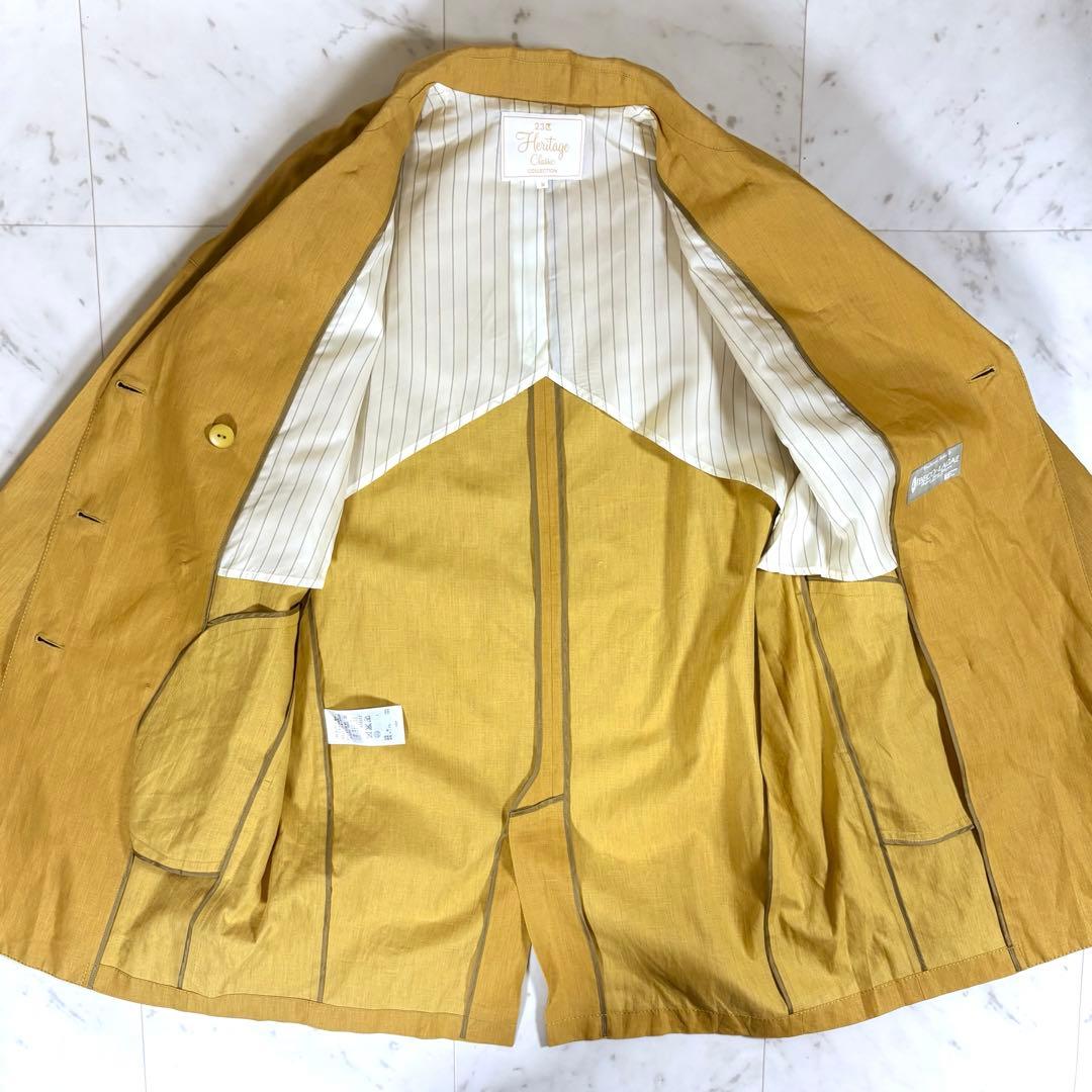 美品 23区 ダブルブレストコート リネン100% リベコ 麻 ゆったり 大きめ