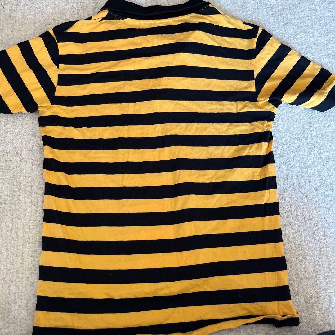 SAINT LAURENT 黒と黄色のストライプポロシャツ