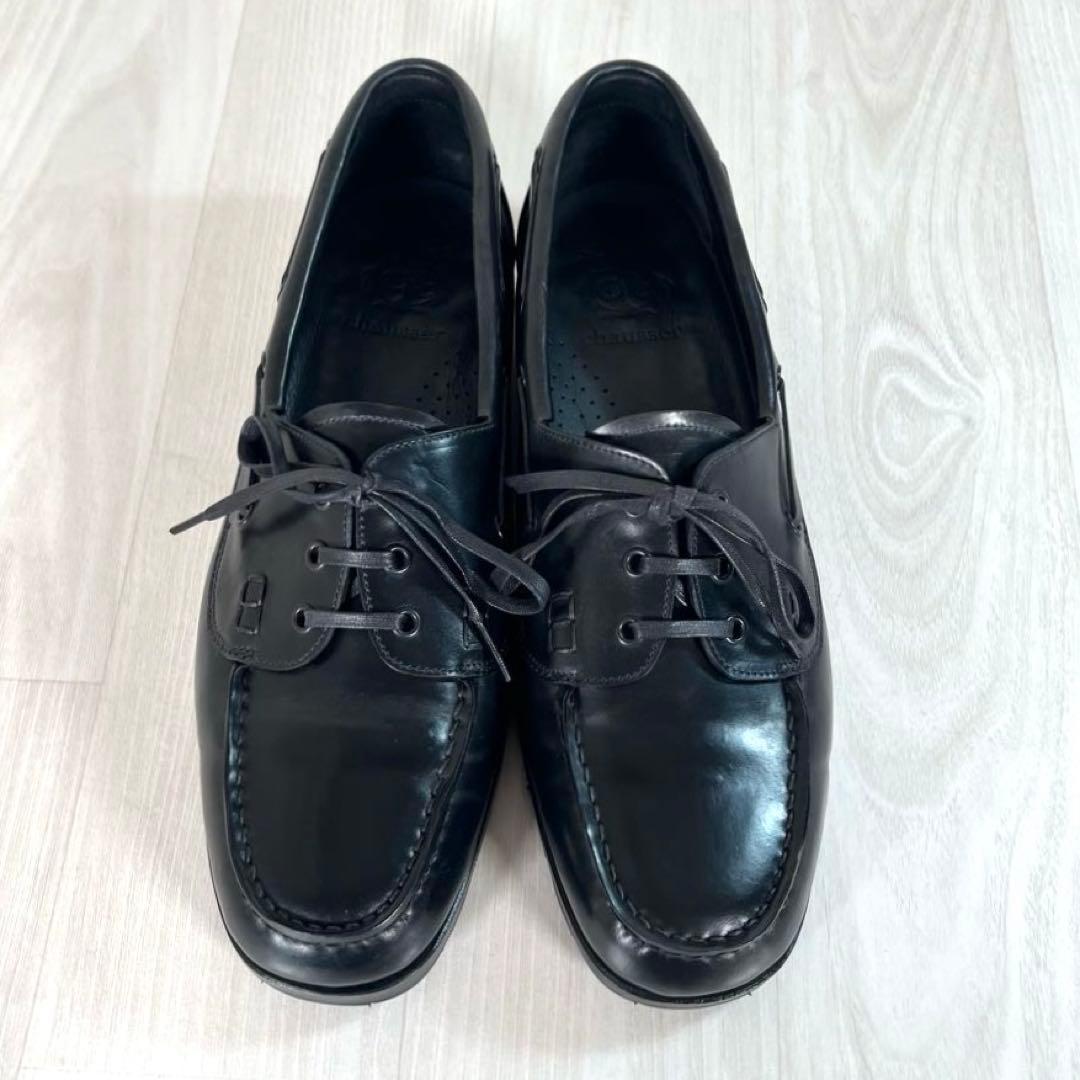 【未使用級】chausser/ショセ　コードバン デッキシューズ　黒　24ss