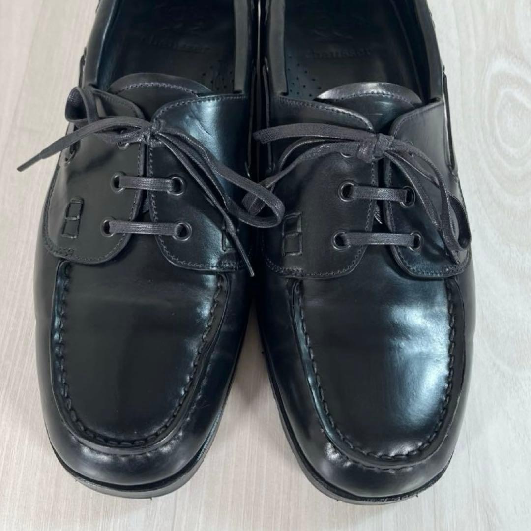 【未使用級】chausser/ショセ　コードバン デッキシューズ　黒　24ss