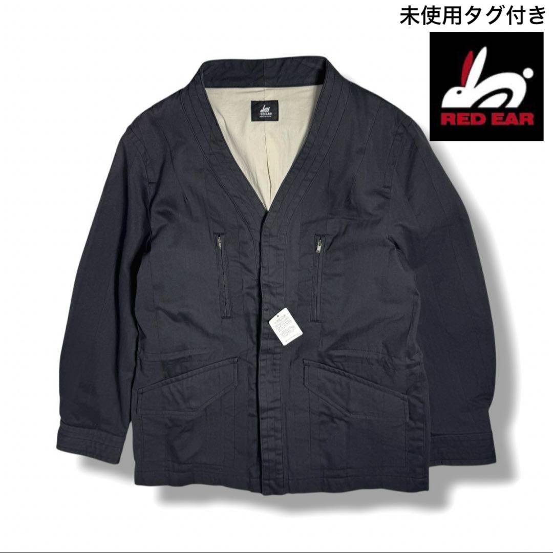 RED EAR｜未使用品 定価66,000円 ノーカラーハカマストライプブルゾン