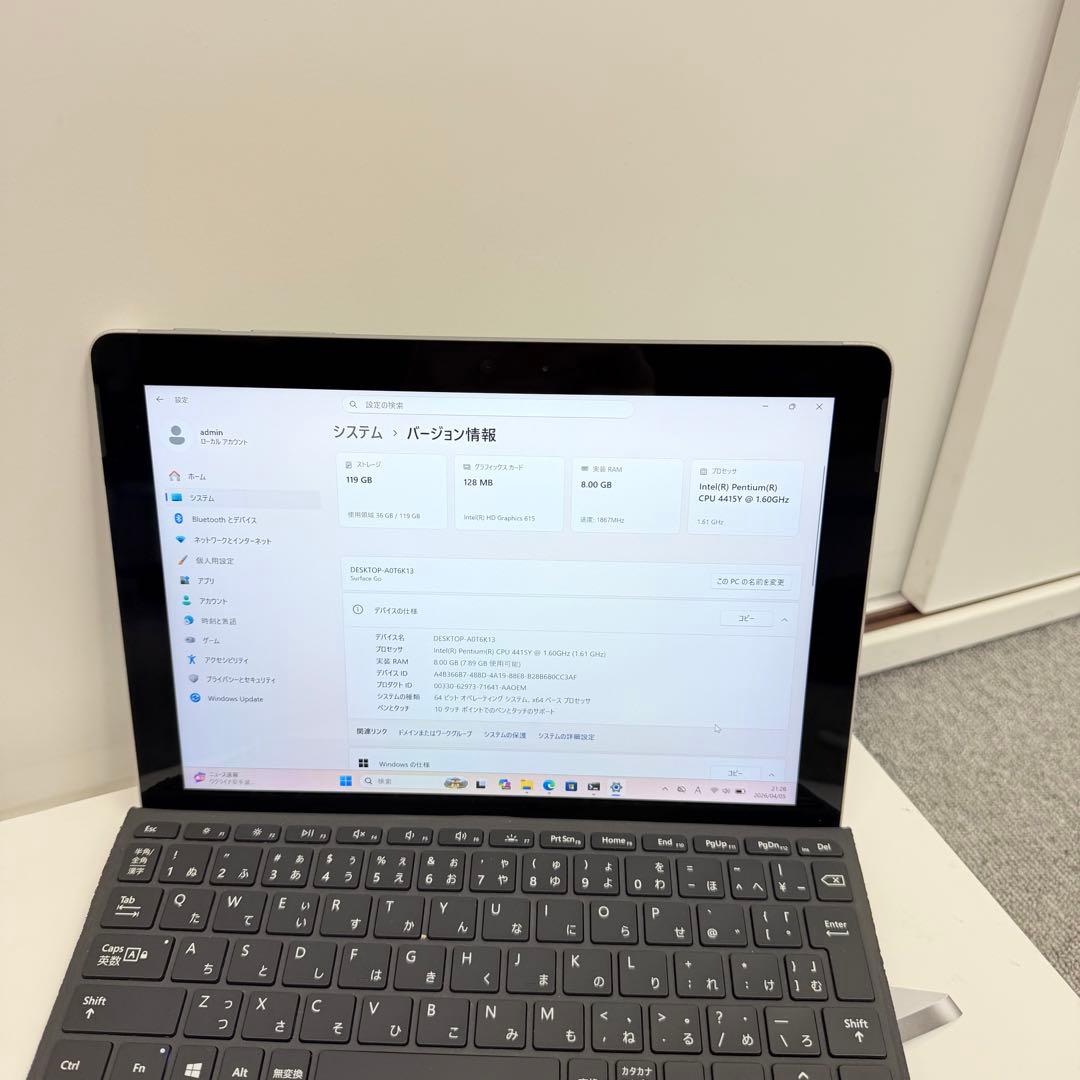 Windowsタブレット本体 Surface Go 8GB/128GB Win 11 LTE