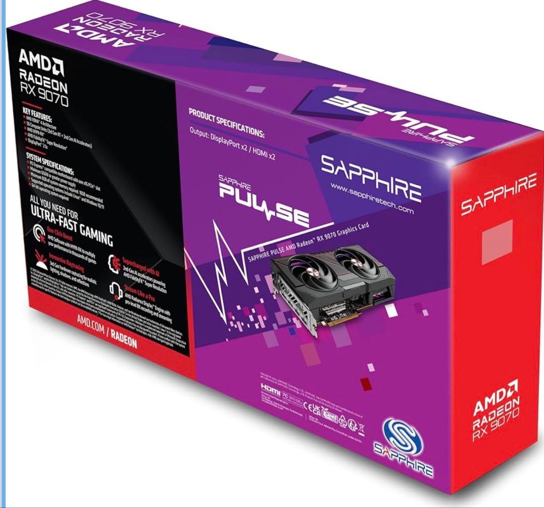グラフィックボード・グラボ・ビデオカード Radeon RX9070 SAPPHIRE PULSE GAMING 16GB