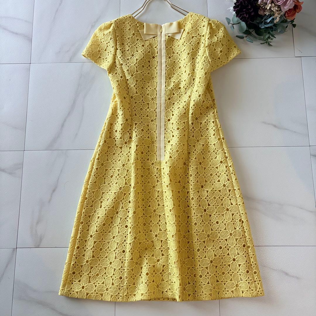 M’s GRACY レース　半袖ワンピース　レース　黄色　総レース　38 春夏