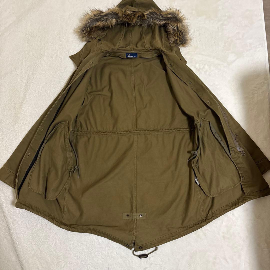 FRED PERRY モッズコート S カーキ ライナー付 ブロックチェック
