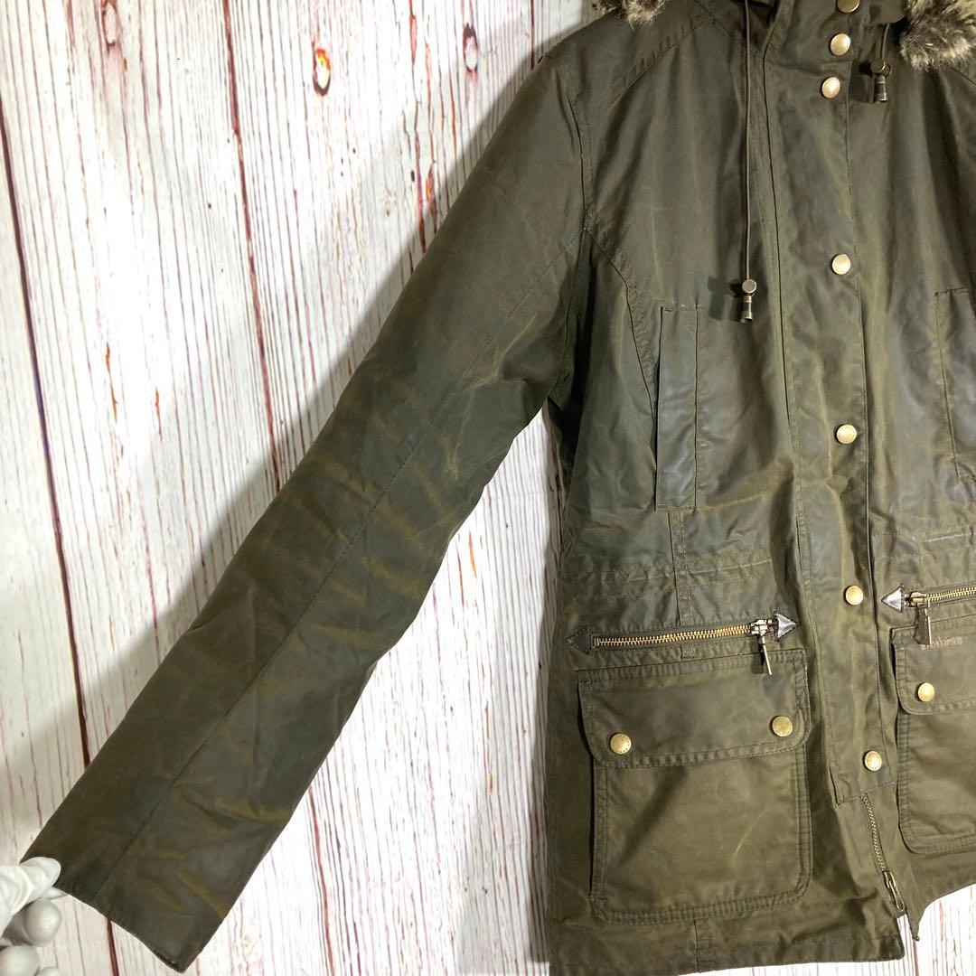【人気】Barbour バブアー オイルドジャケット　モッズコート　茶ファー