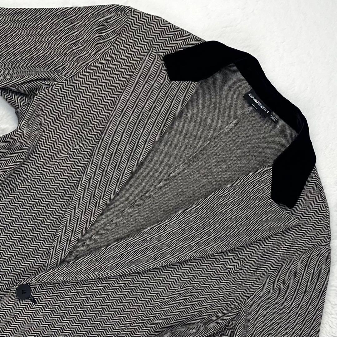 極希少 EMPORIO ARMANI ベロアカラー ヘリンボーンブレザー XXL