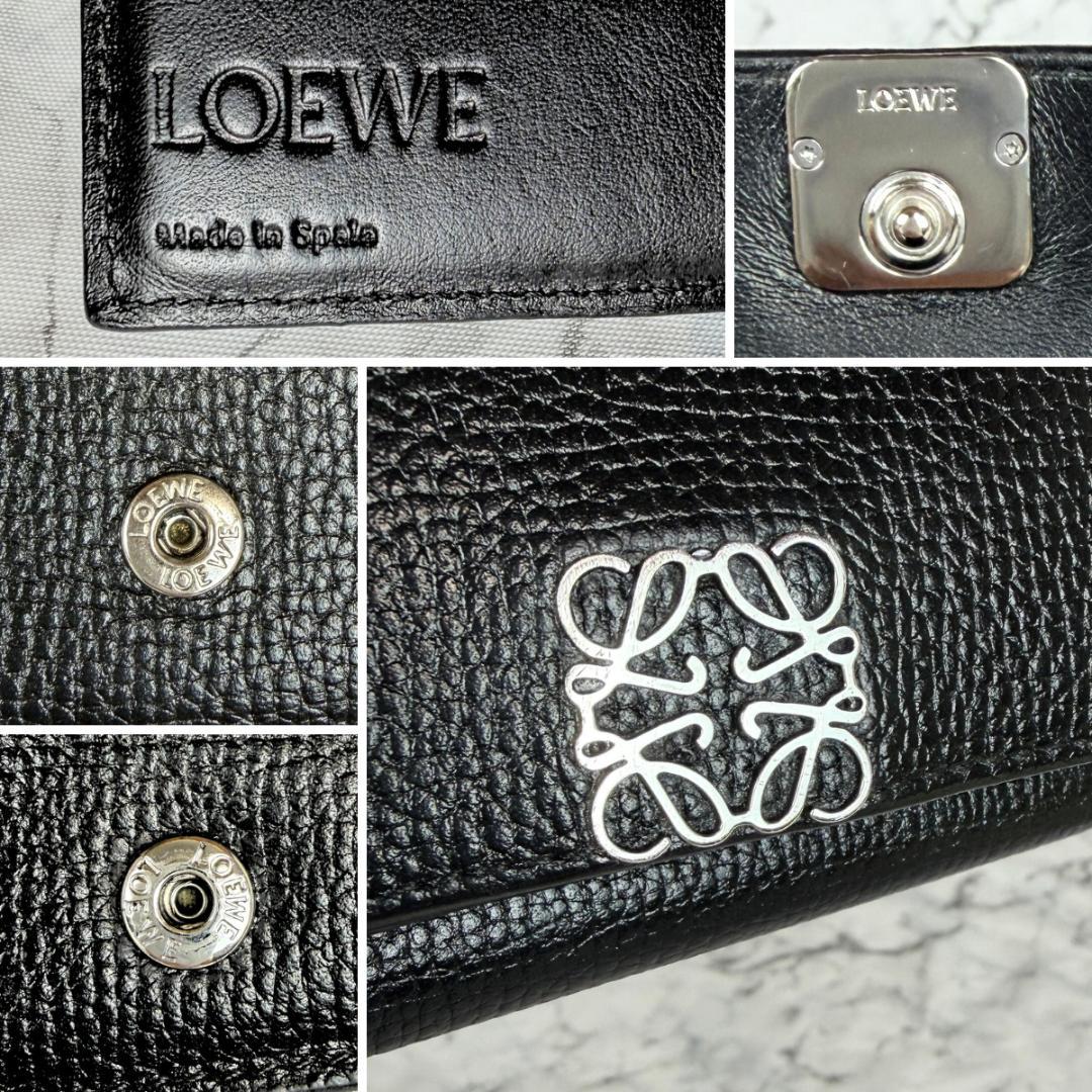 超美品⭐️LOEWE アナグラム トライフォールド ウォレット 財布 黒ブラック