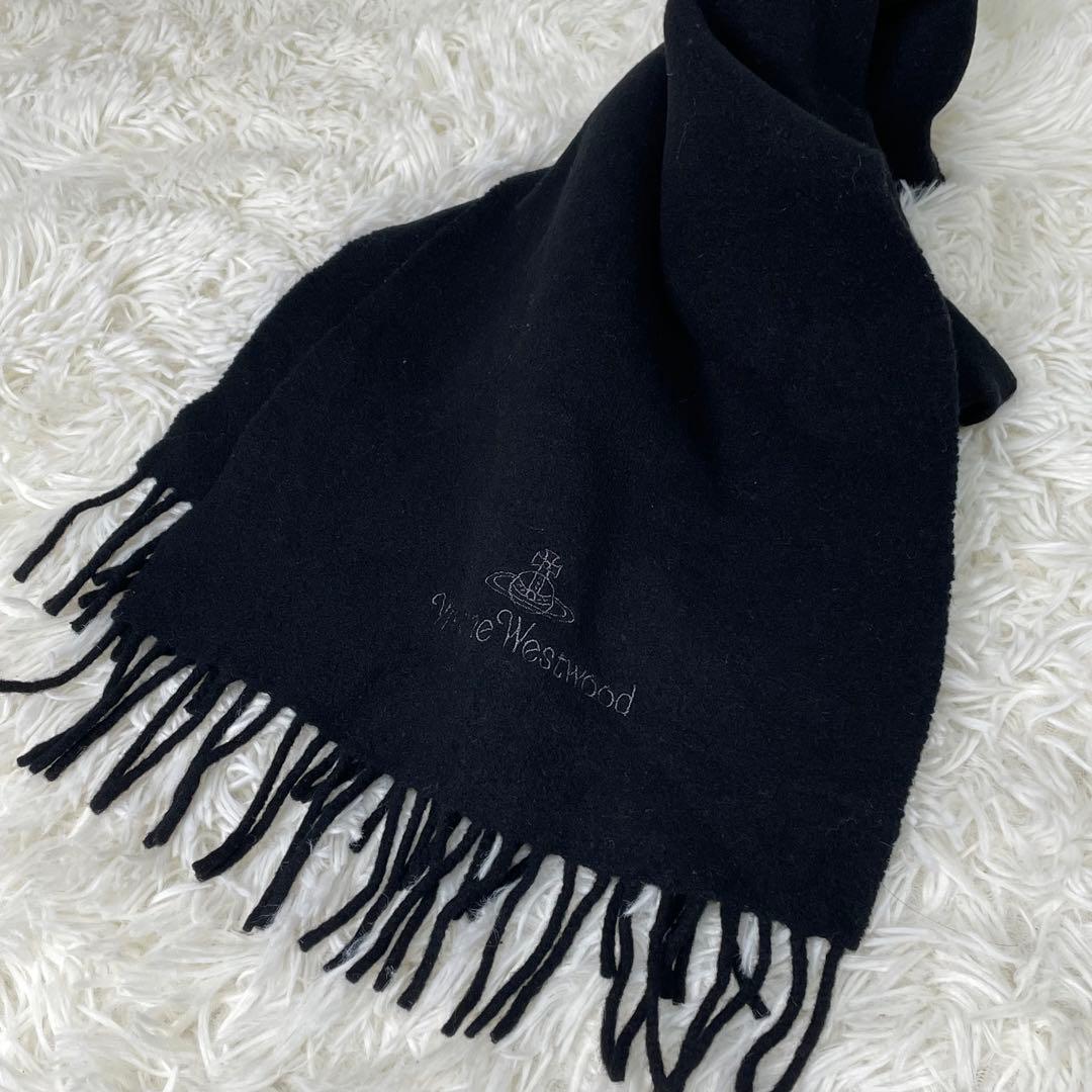 Vivienne Westwood マフラー 黒 ヴィヴィアン オーブ ウール