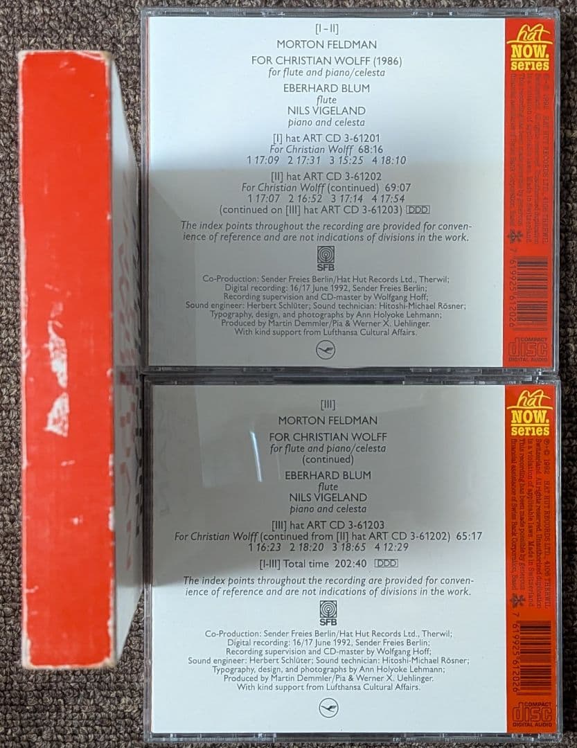 モートン・フェルドマン: フォー・クリスチャン・ウルフ⭐️3CD