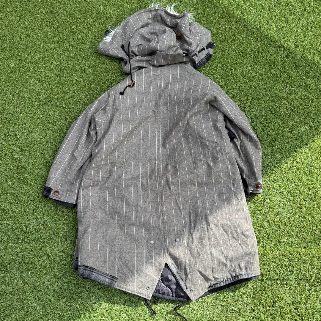 ジャケット・アウター 188 KHOKI M51 Patchwork Coat Gray Stripe