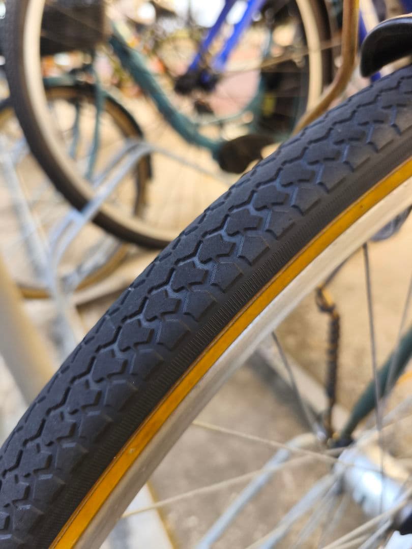【引取限定】シティサイクル 自転車 グリーン カゴ付き 6段ギア