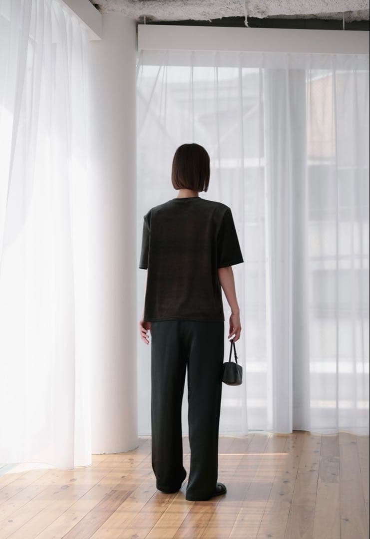 トップス roughlowVELOUR SHOULDERTEE(CHARCOALBROWN