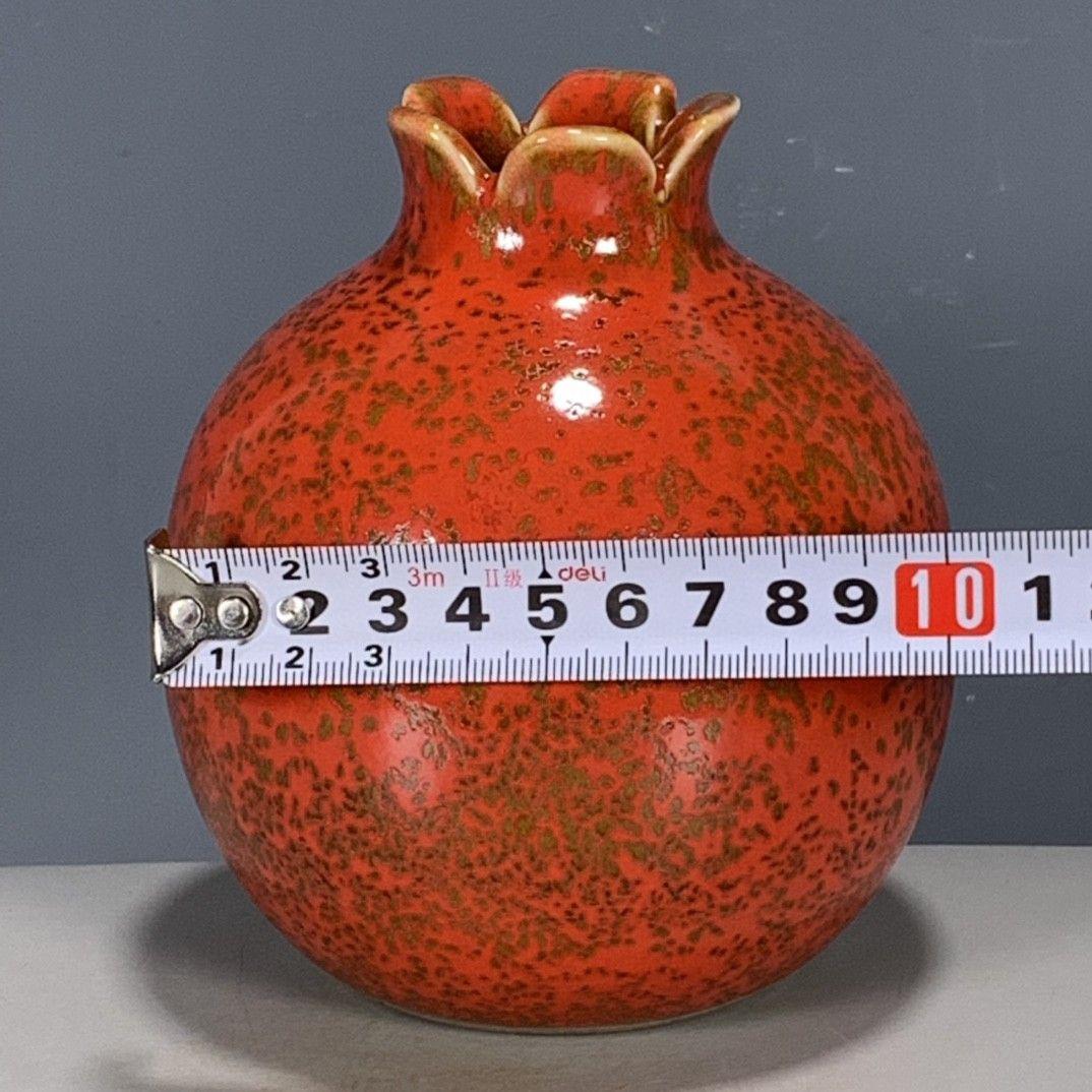 清雍正霽紅釉石榴花瓶  景徳鎮 陶磁器 装飾品 現代工芸品美術品 置物