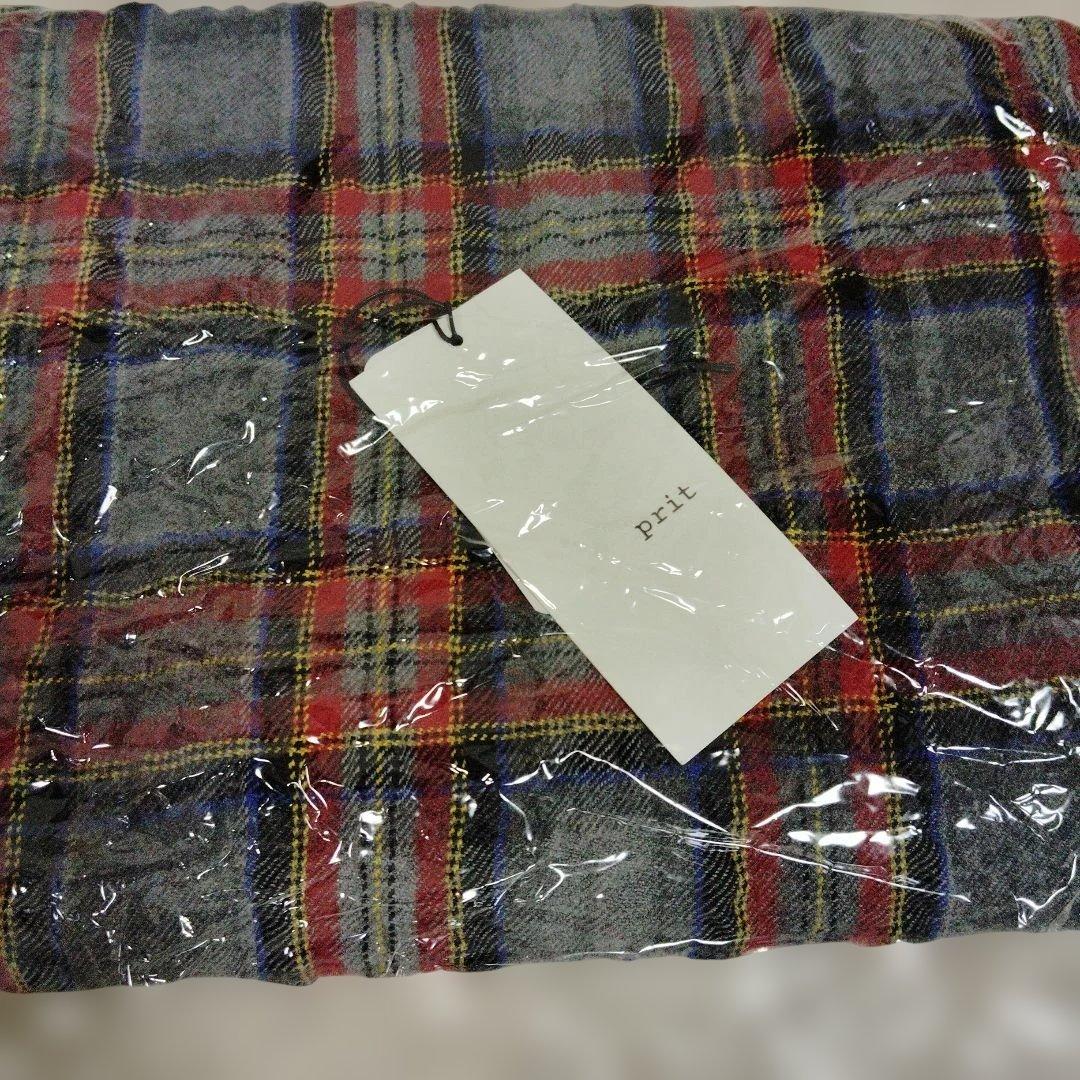 新品！未使用！pritプリット ウールコットンチェックストール