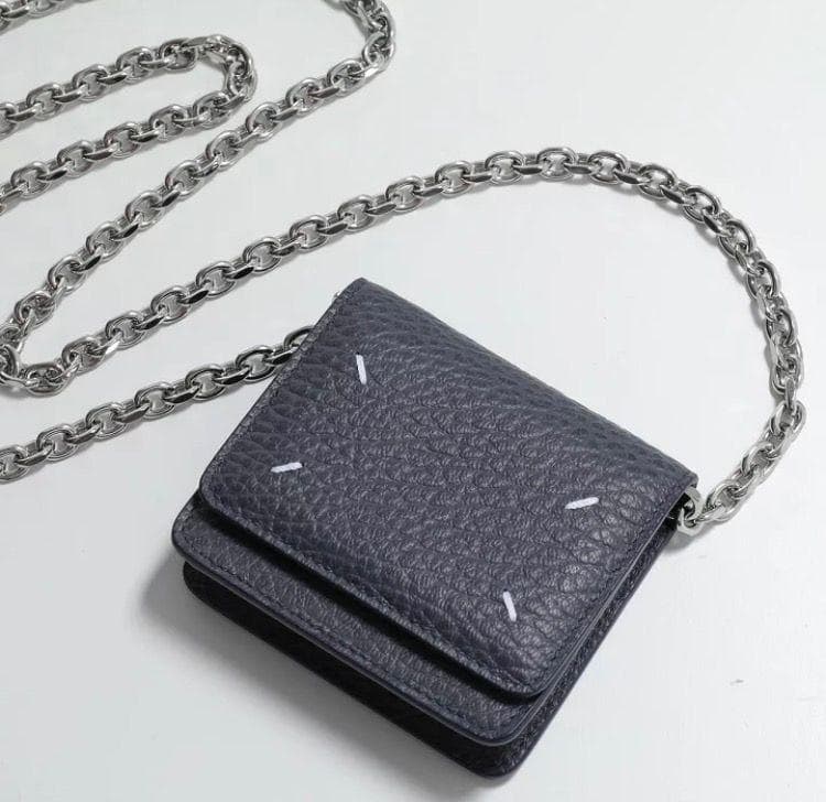 【新品】メゾン マルジェラ チェーンウォレット ブルーグレー 二つ折り財布