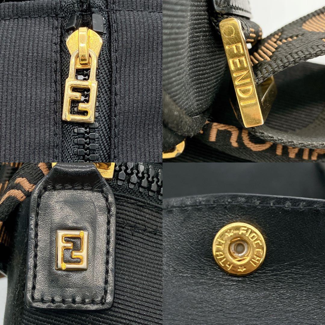 【FENDI】2wayバッグ ミニボストンバッグ　ロゴライン ナイロン　ブラック