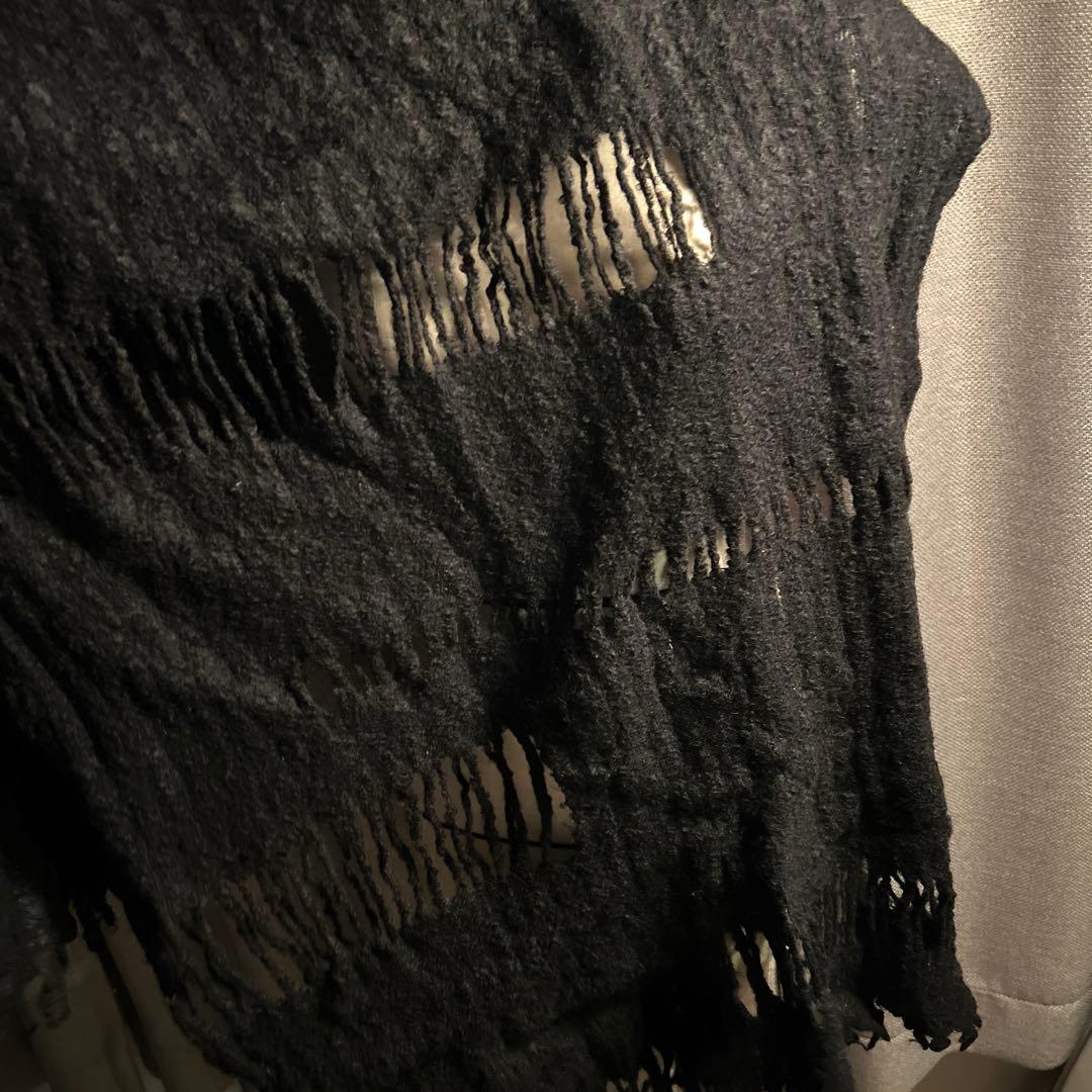 tricot COMME des GARCONSフリンジ付き黒ストール