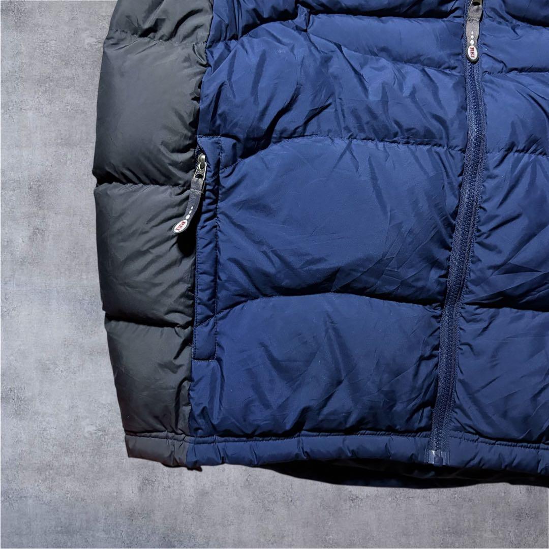 希少XL/高品質グースダウン◆REI ダウンベスト 紺 裏地等高線 テック系