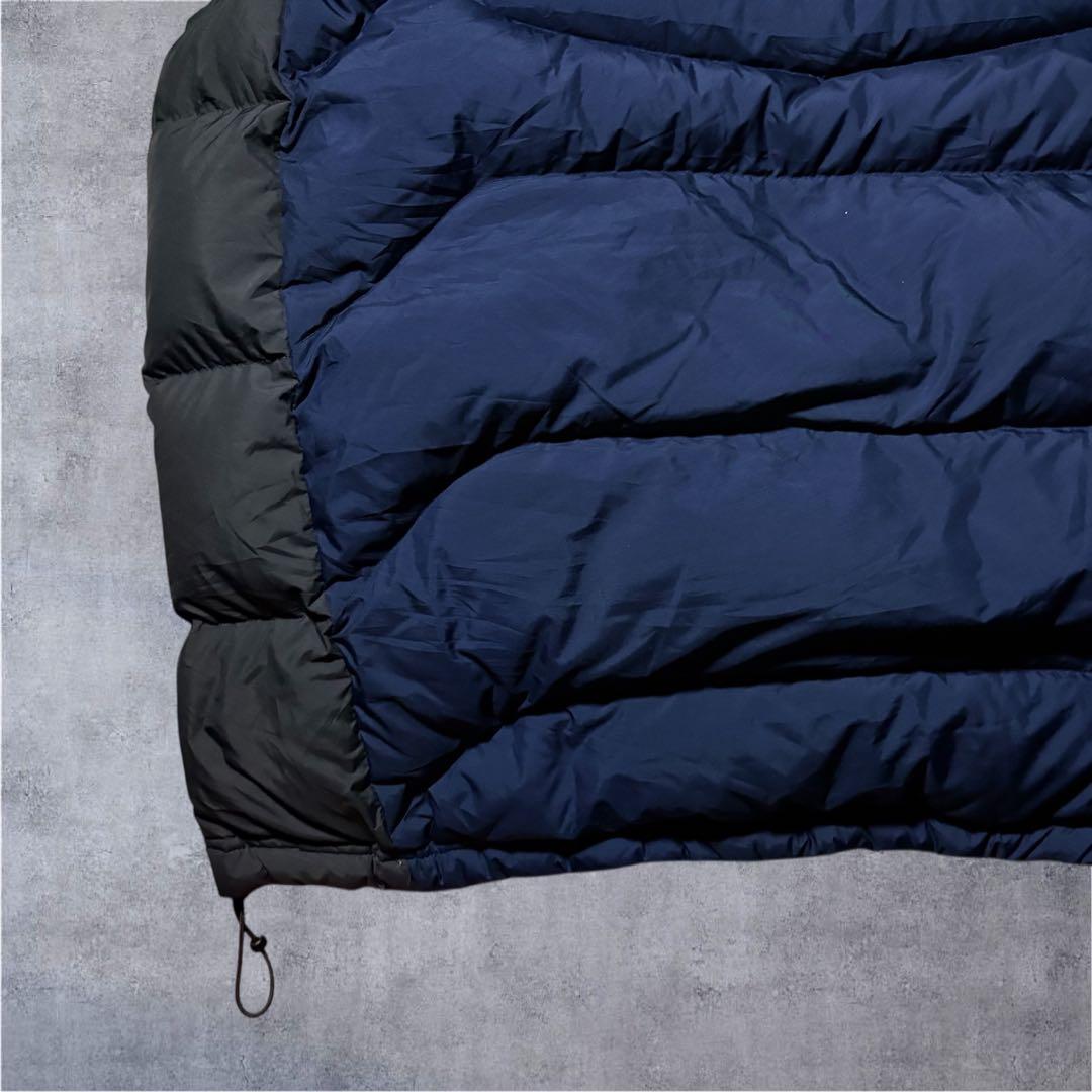 希少XL/高品質グースダウン◆REI ダウンベスト 紺 裏地等高線 テック系