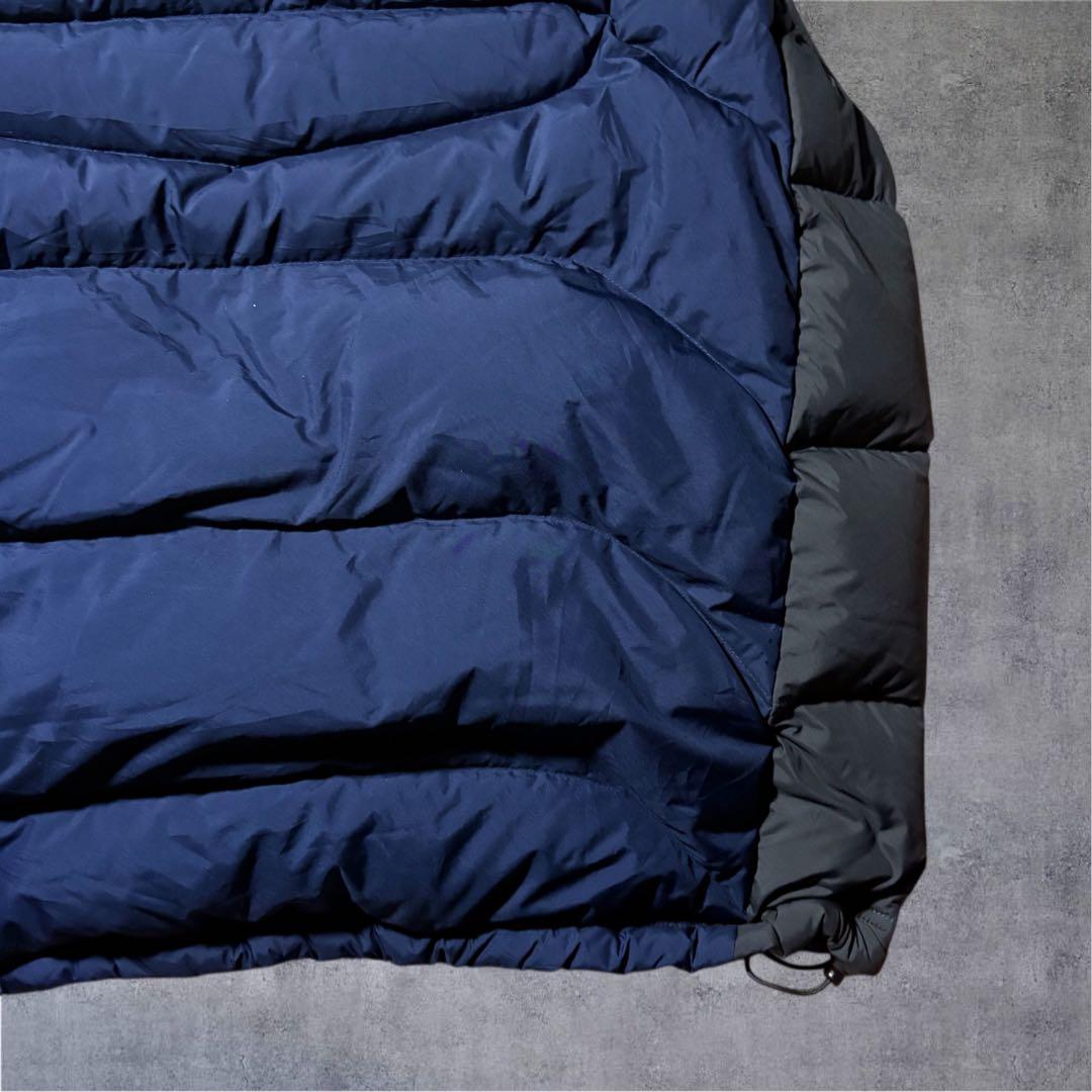 希少XL/高品質グースダウン◆REI ダウンベスト 紺 裏地等高線 テック系
