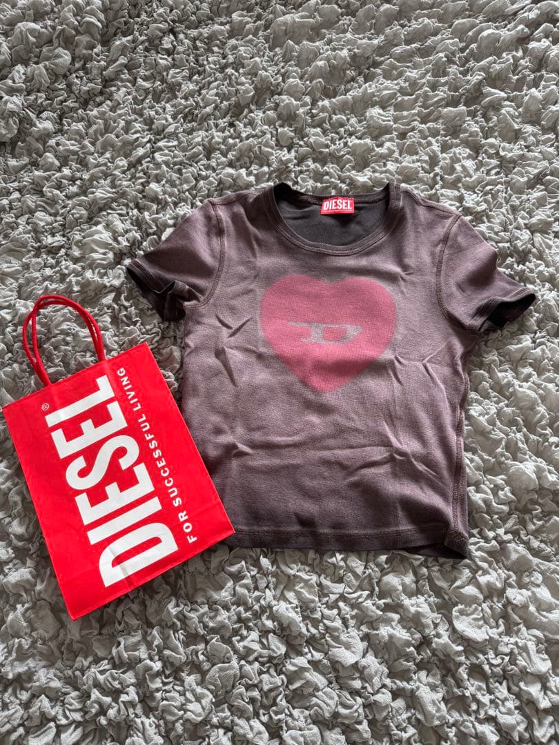 DIESEL T-Ele ディーゼル ハートTシャツ　バイオレット　S