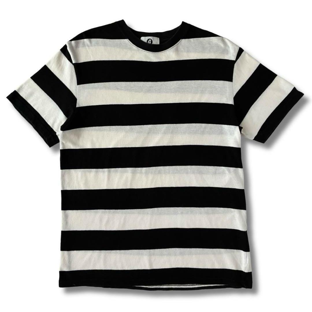 00s 日本製 グッドイナフ ブラック ワイド ボーダー 半袖 Tシャツ M