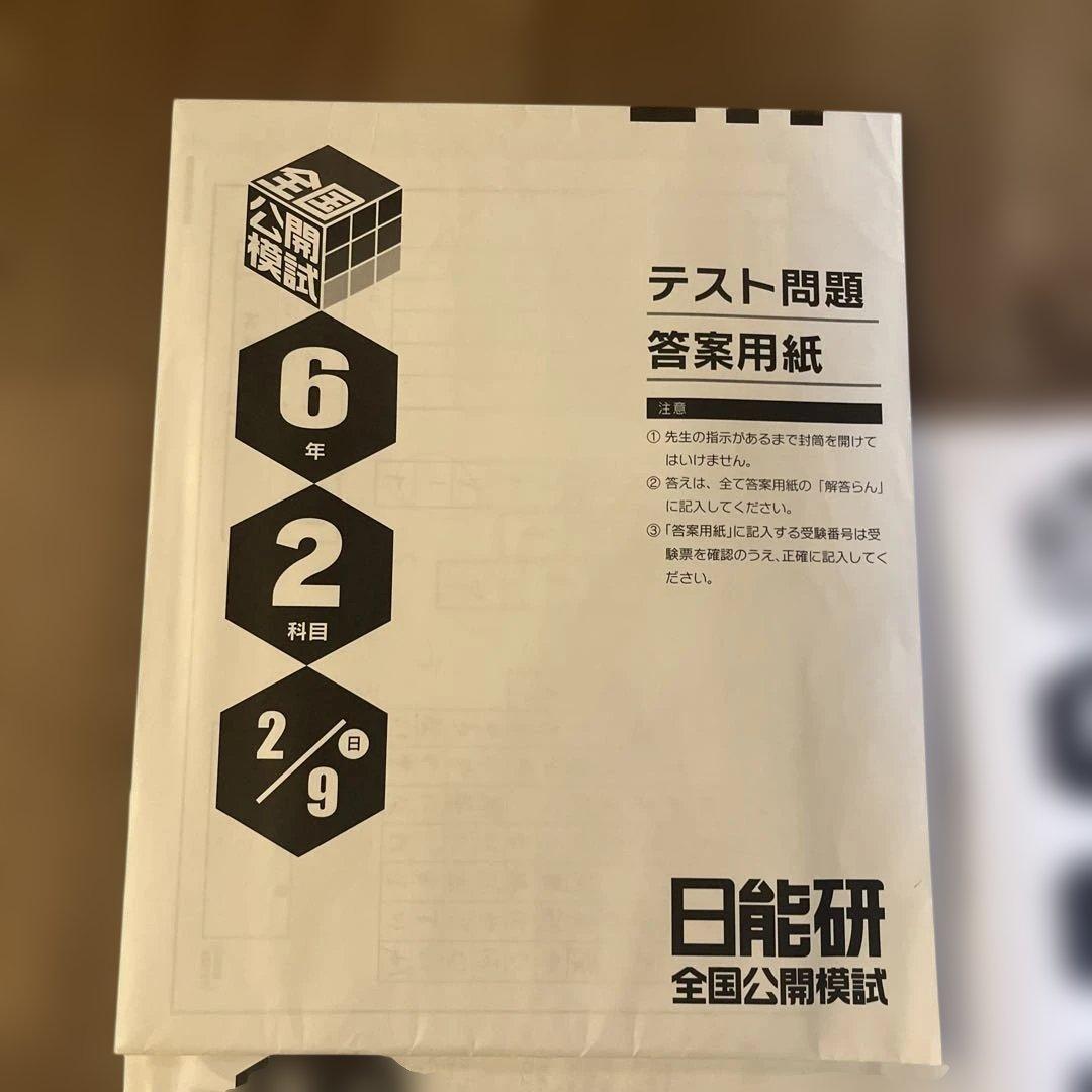 全国公開模試 6年 2科目 テスト　全11回分　袋付き